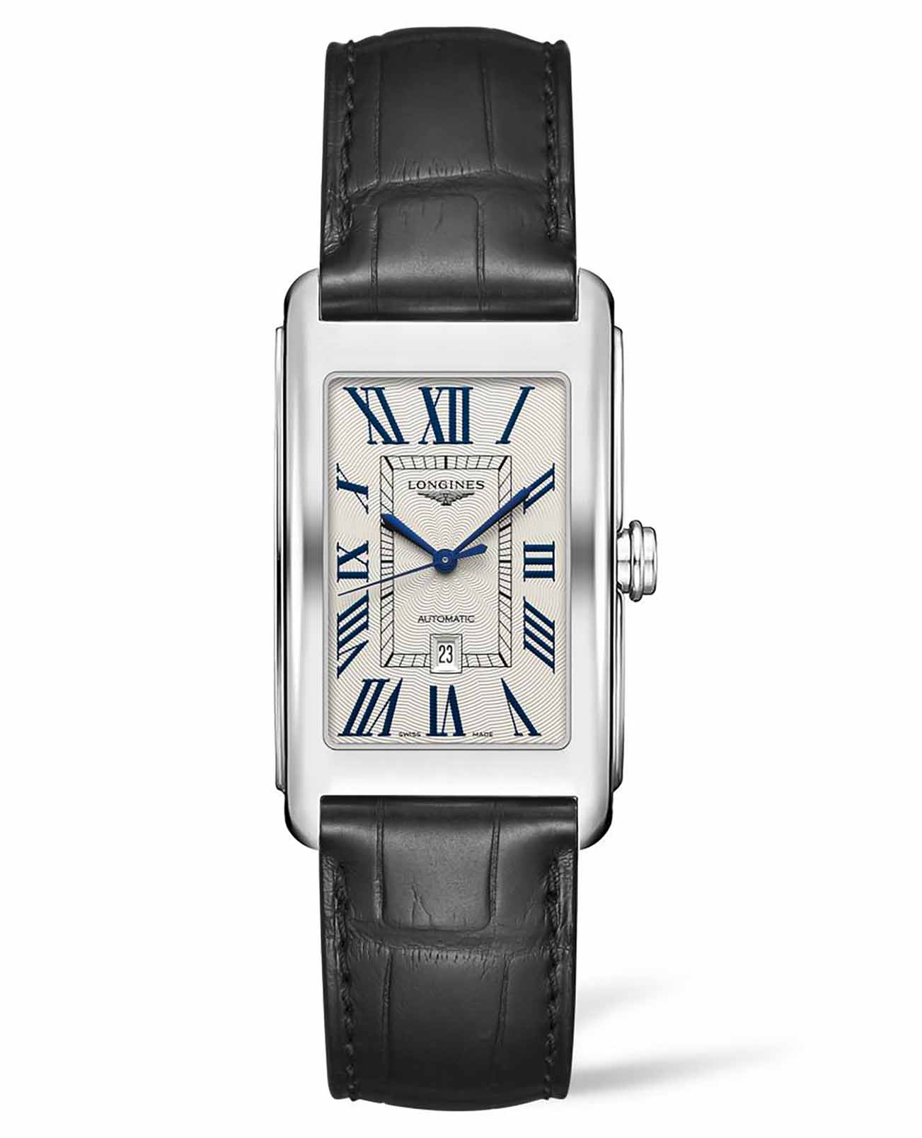 Longines Longines DolceVita L5.767.4.71.0  L57674710 механические мужские часы серебристый циферблат, браслет кожаный — вид спереди